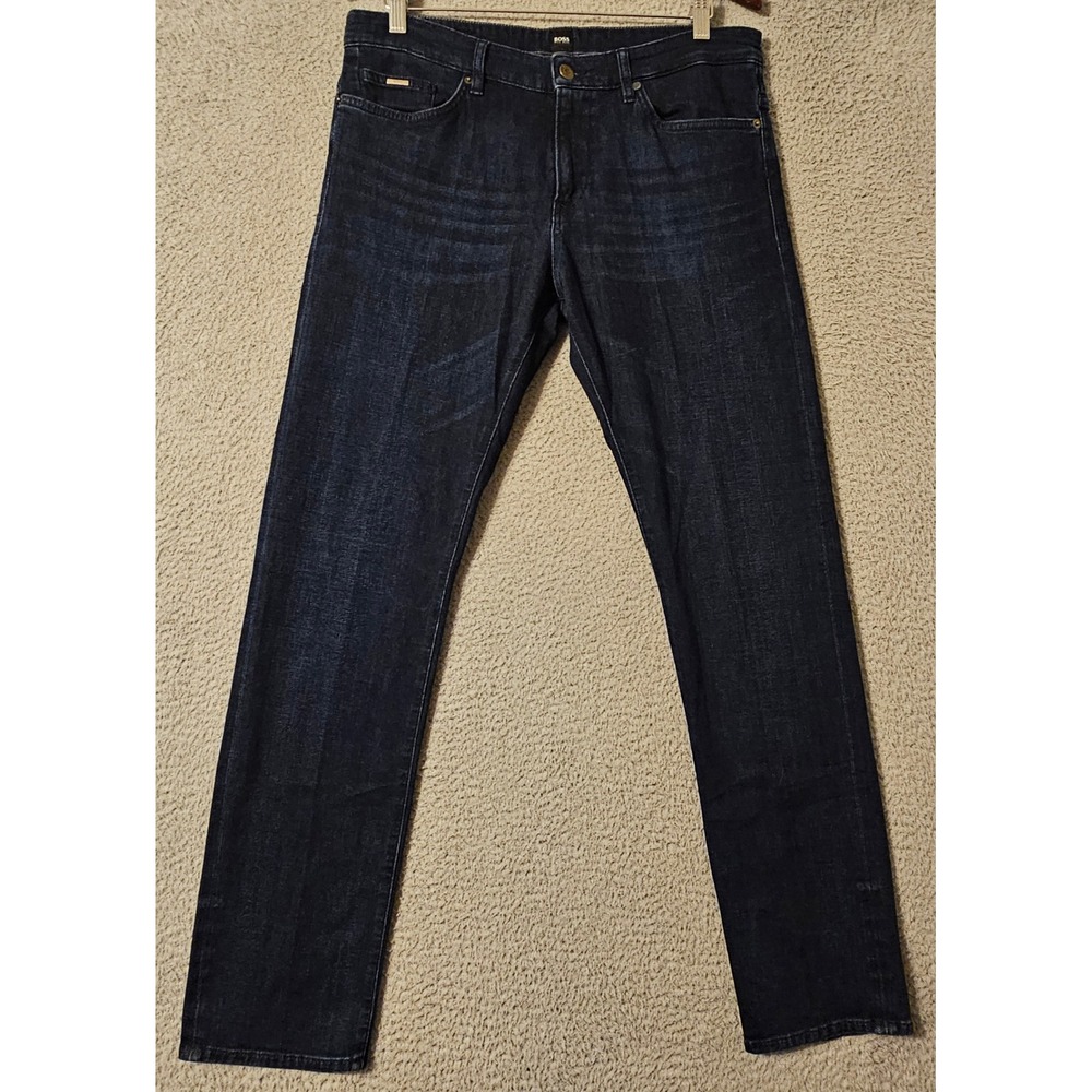 Hugo Boss Delaware Cashmere Touch Denim Slim Jeans Dark Wash Mens 34x32
